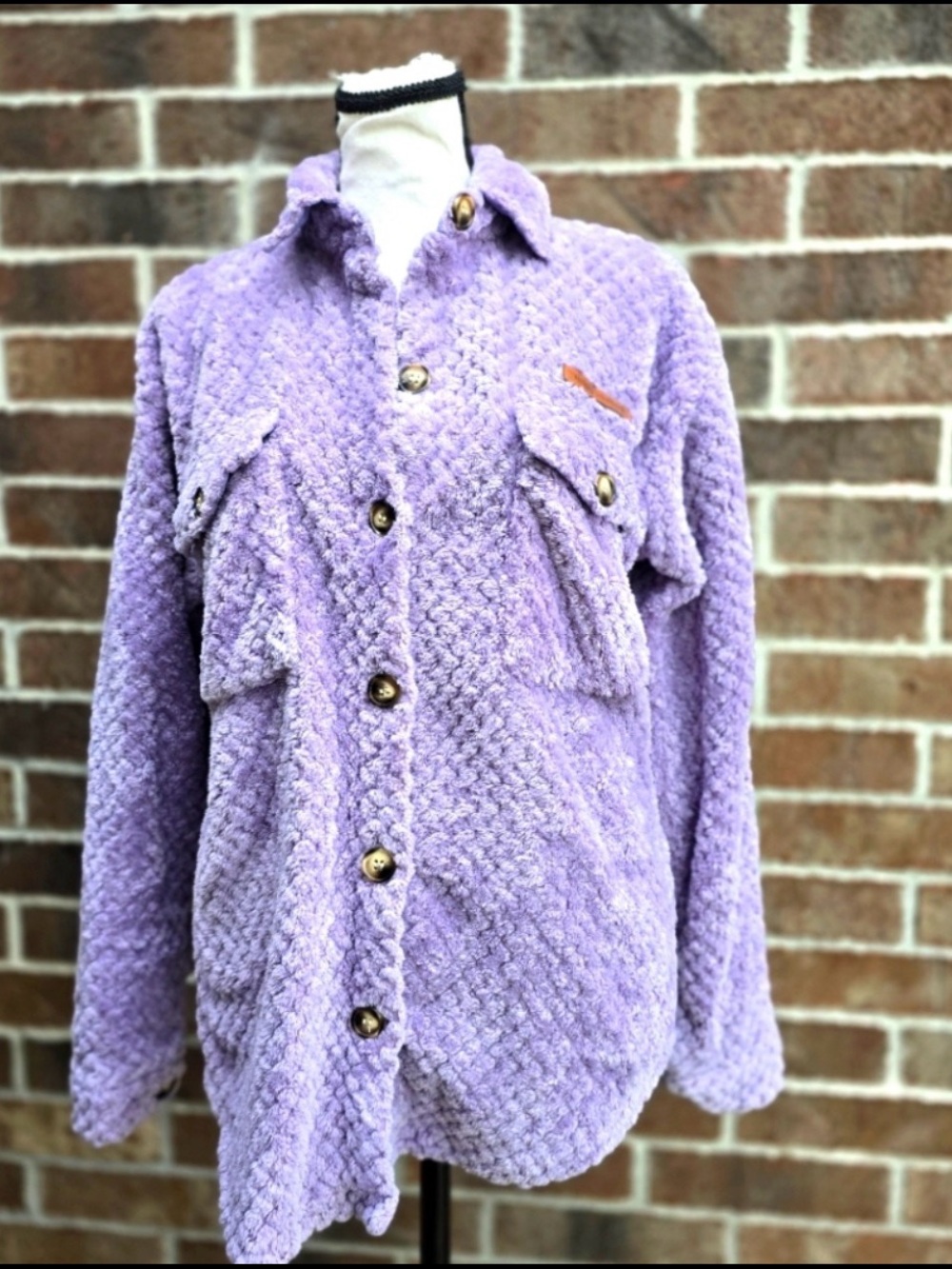 Simply Southern Plush Sherpa Lavender Big Shirt Shacket Small